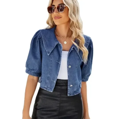Chic Short Sleeve Denim Jacket