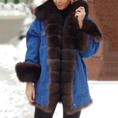 Plush Mid Length Denim Jackets - Image 3