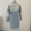 Long Casual Ripped Denim Jacket - Image 5