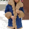 Plush Mid Length Denim Jackets - Image 2