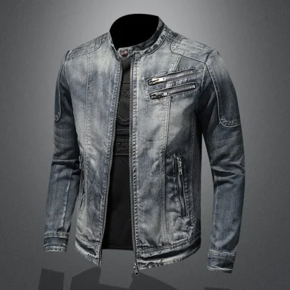 Casual Zippered Denim Jacket - Image 2