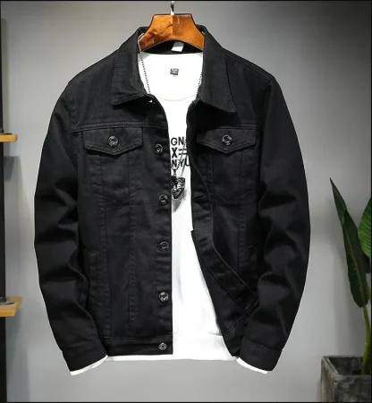 Men's Trucker Black Denim Jacket - Image 2