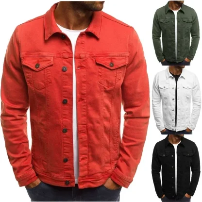 Solid Color Buttoned Denim Jackets - Image 7