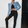 Puff Long Sleeve Denim Jacket - Image 9