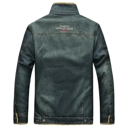Men's Thick Fleece Denim Jacket - Image 4