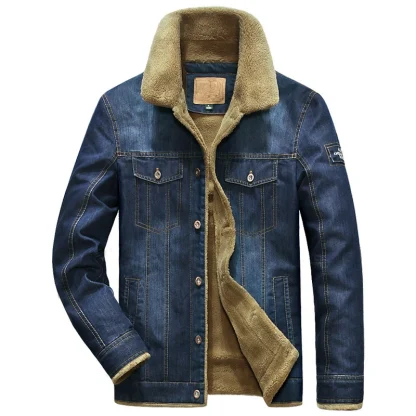 Men's Thick Fleece Denim Jacket - Image 2