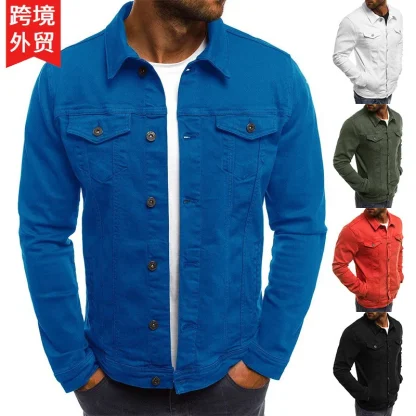 Solid Color Men's Denim Jackets - Image 6