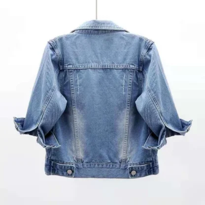 Half Sleeve Buttoned Denim Jackets - Image 5